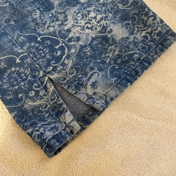 Russ Berens Hand-colored Blue print Cropped Pants, Size S - Picture 3 of 3